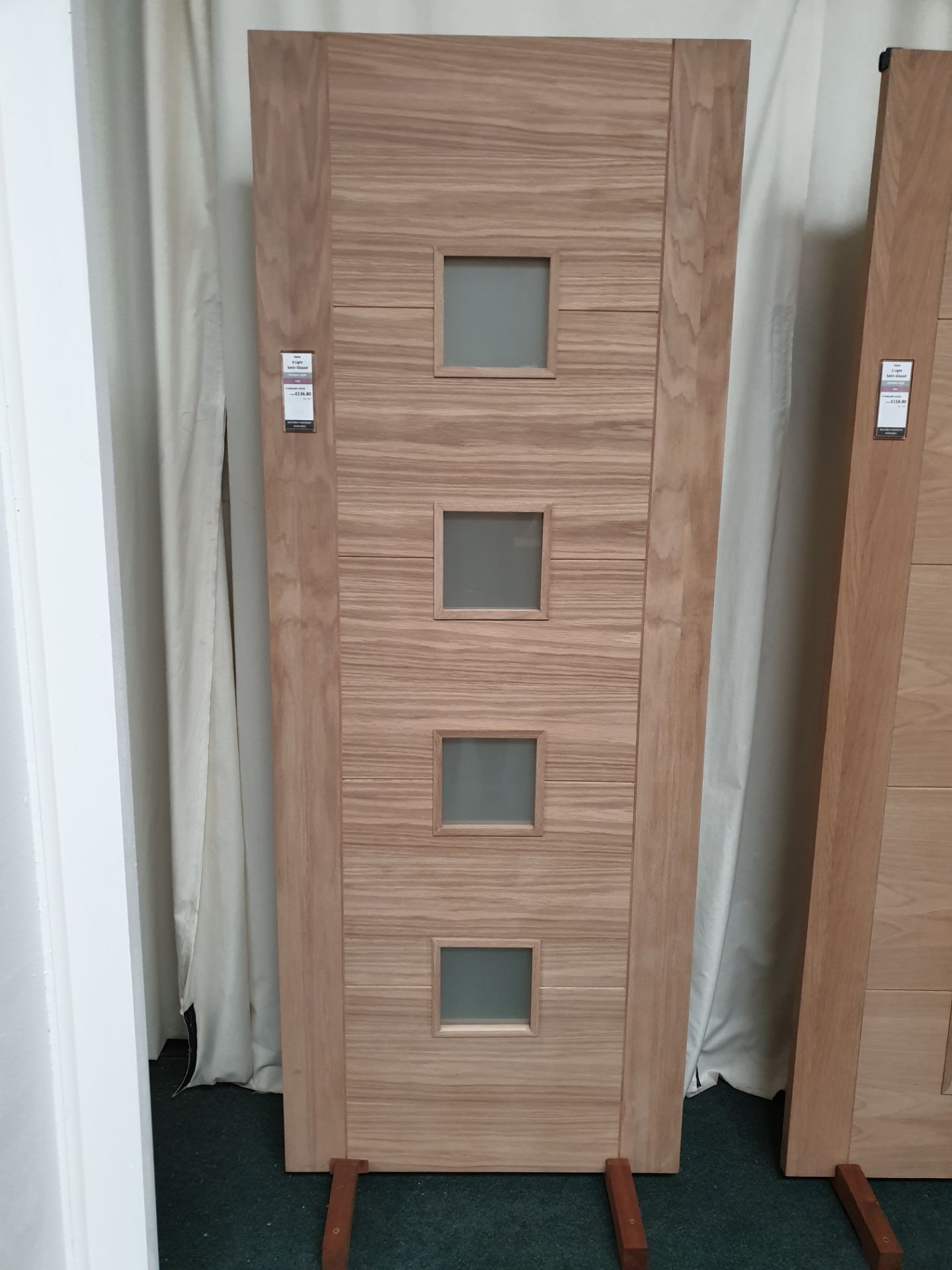 4 x Iseo 4510 Internal 4 Lite 5 Panel Centre Satin Glazed, 1981mm x 762mm x 35mm - Lots to be handed