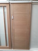 9 x Iseo K4500 5 Panel Oak Veneer Part Finished Internal Door 78”X18”X35mm - Lots to be handed out