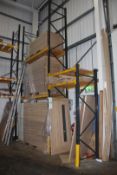 6 x Bays of Link 5M pallet racking, comprising: 9 x 6m uprights, 46 x 2.4m cross beams, wooden