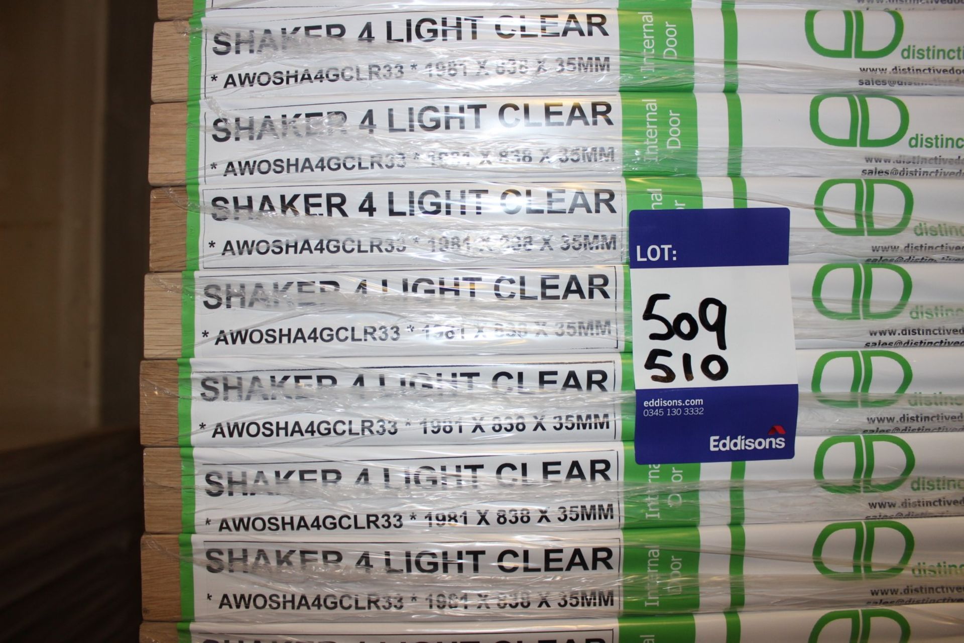 10 x Shaker 4 Light Clear AWOSHA4GCLR33 1981x838x35mm Internal Door - Lots to be handed out in order - Image 3 of 3