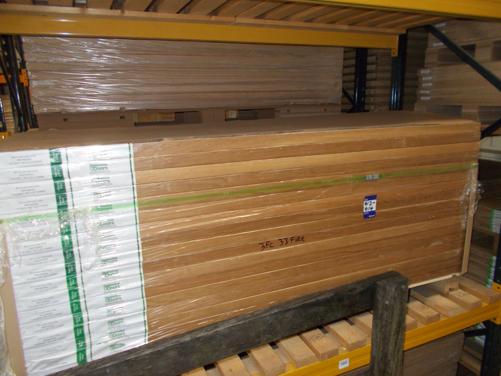 5 x 3FC Flush Oak FD30 P/F Internal, 78”X33”X44mm - Lots to be handed out in order they are stacked, - Image 2 of 3