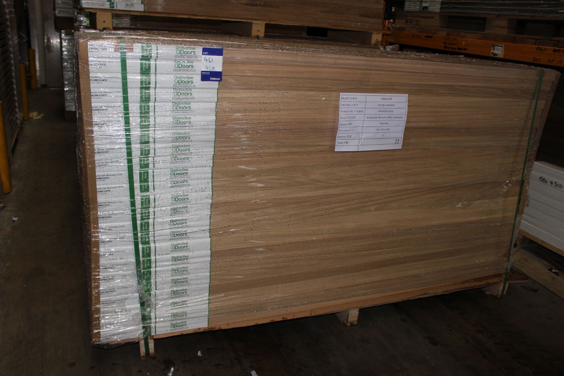 3 x Mexicano Int Fire Door Int 1981x610x44mm to Pallet - Lots to be handed out in order they are