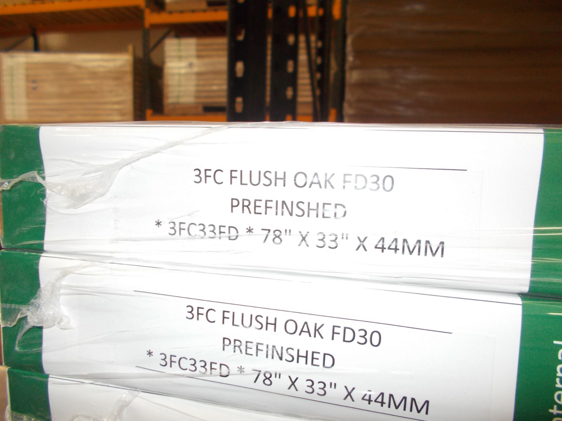 6 x 3FC Flush Oak FD30 P/F Internal, 78”X33”X44mm - Lots to be handed out in order they are stacked, - Image 3 of 3