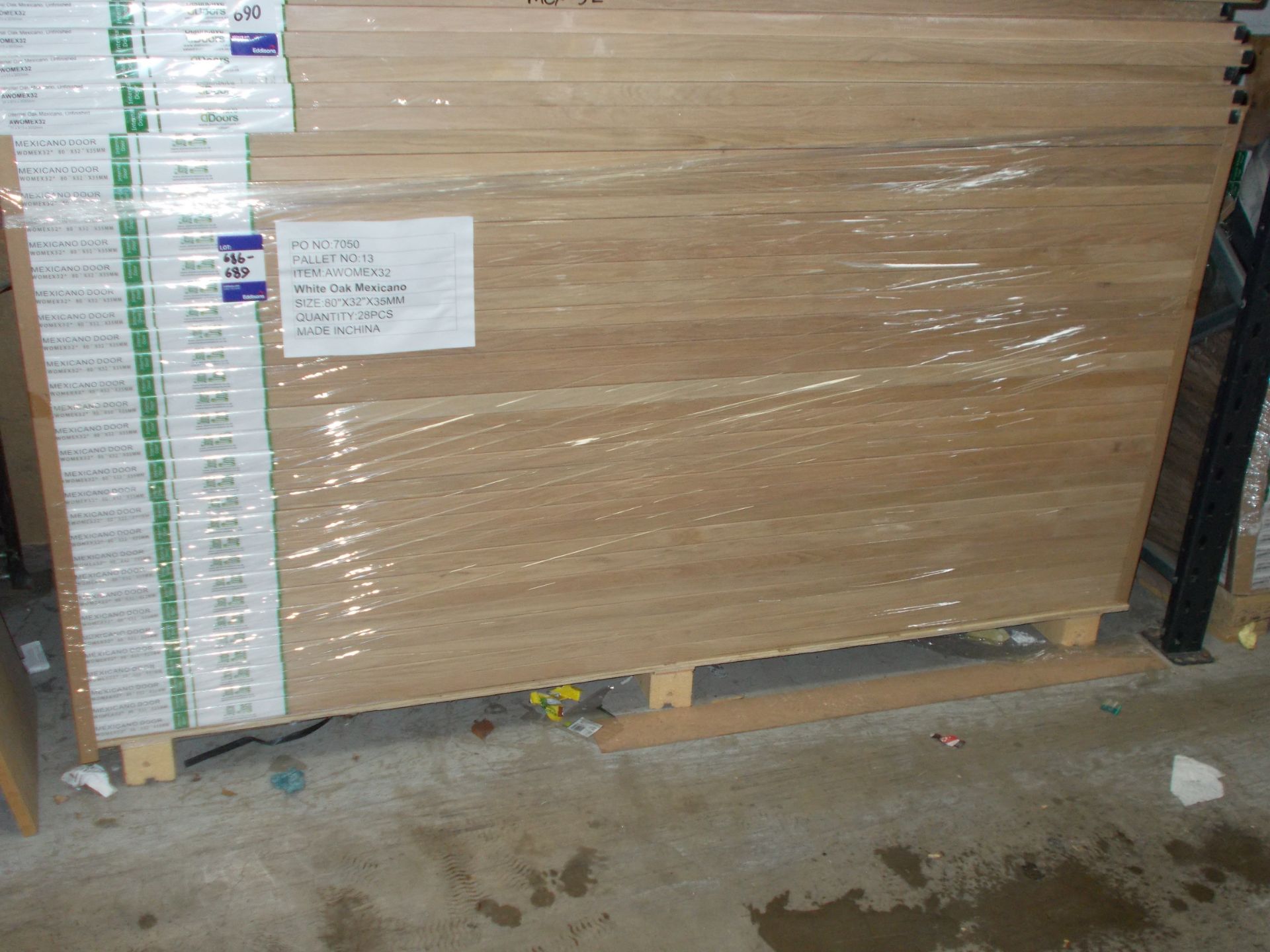7 x White Oak Mexicano Door AWOMEX32 80”x32”x35mm - Lots to be handed out in order they are stacked, - Image 2 of 3