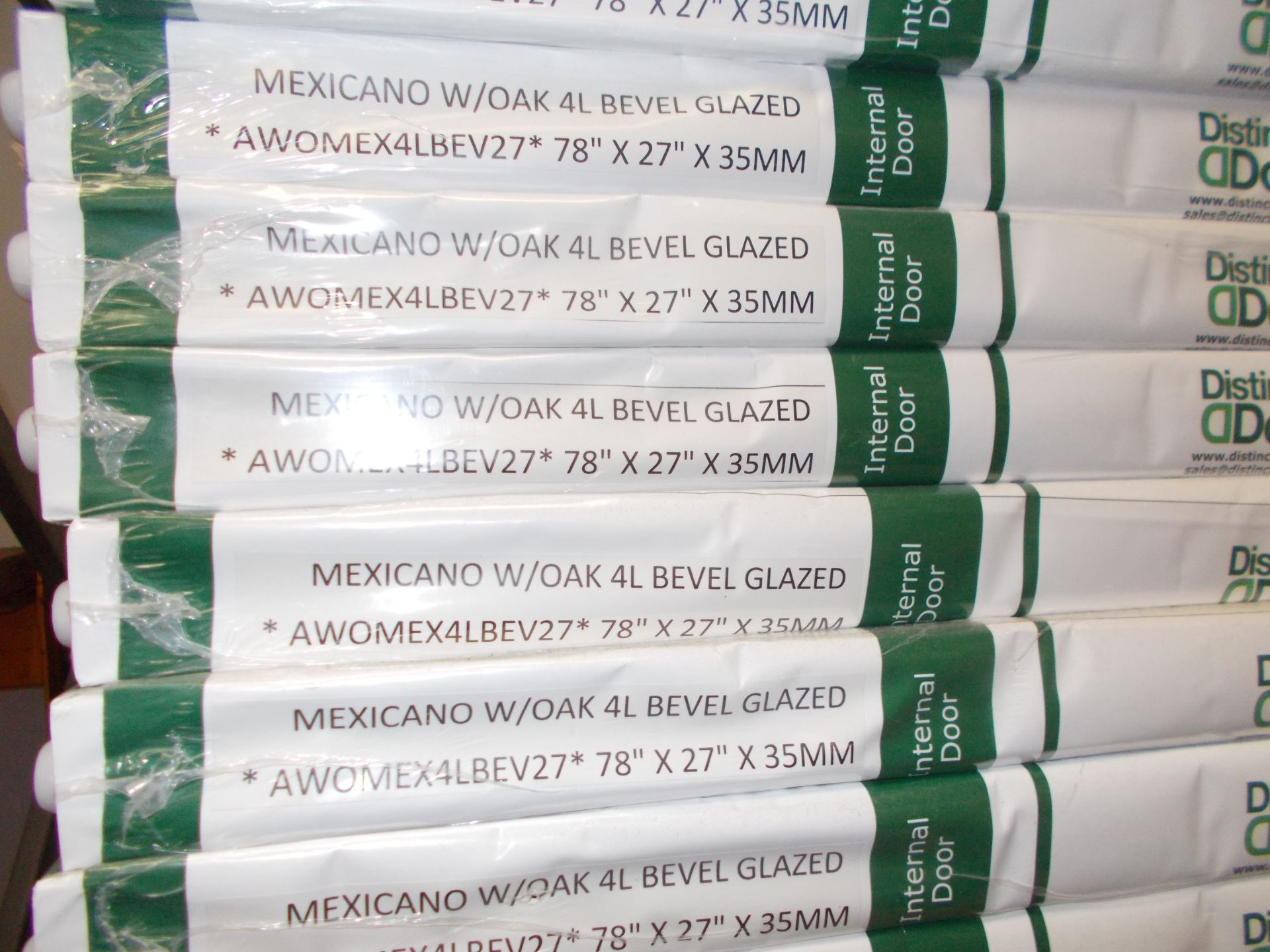 5 x Mexicano White Oak 4L Beveled Glazed Internal Door AWOMEX4LBEV27 78”x27”x35mm Internal Door - - Image 2 of 3