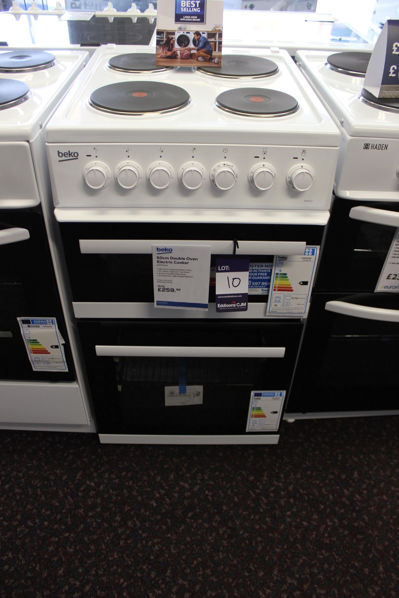 Beko EDP503W 50cm Double Oven Electric Cooker, Rrp. £259.99