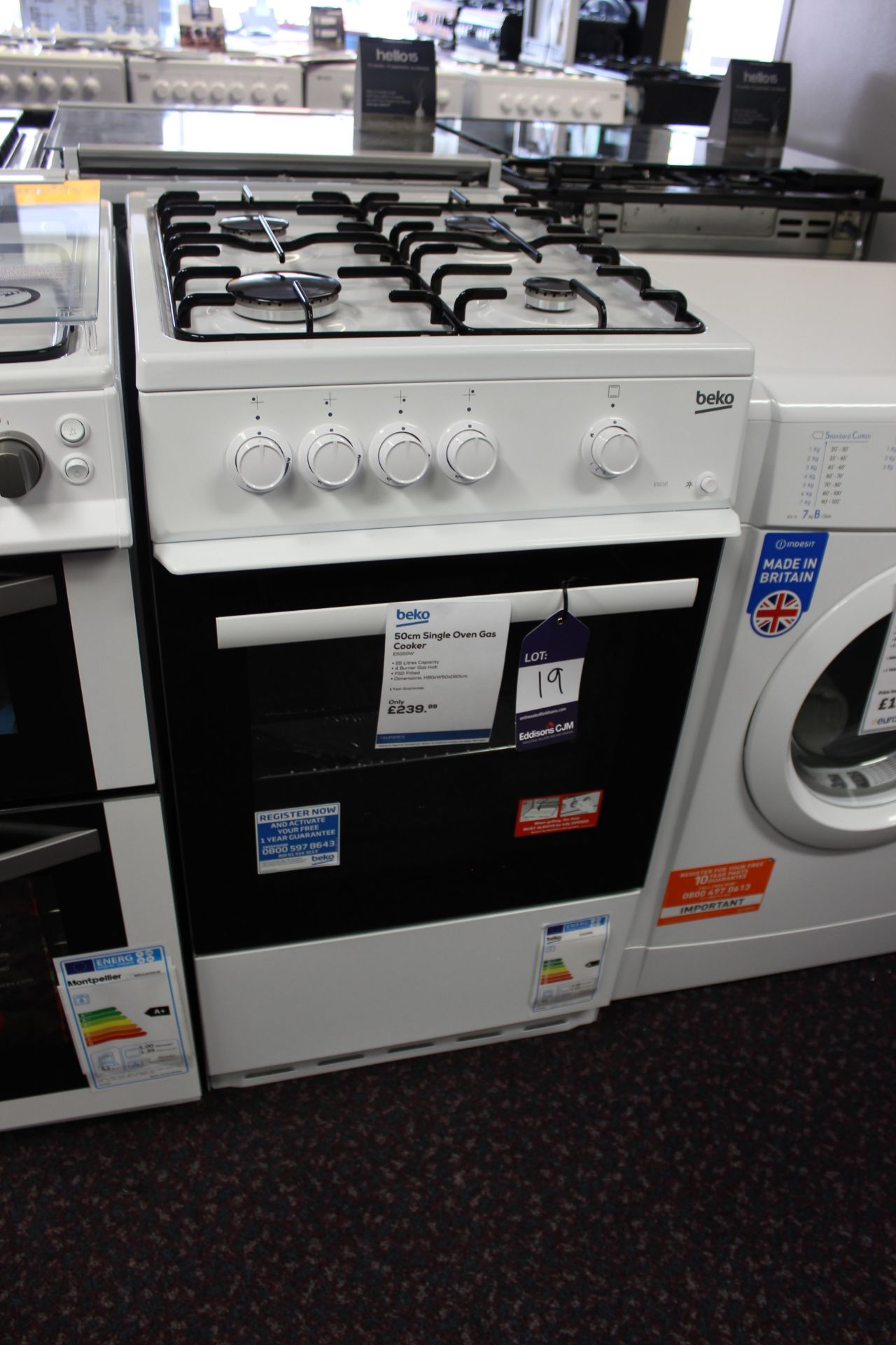 Beko 50cm Single Oven Gas Cooker, ESG50W Rrp. £239.99