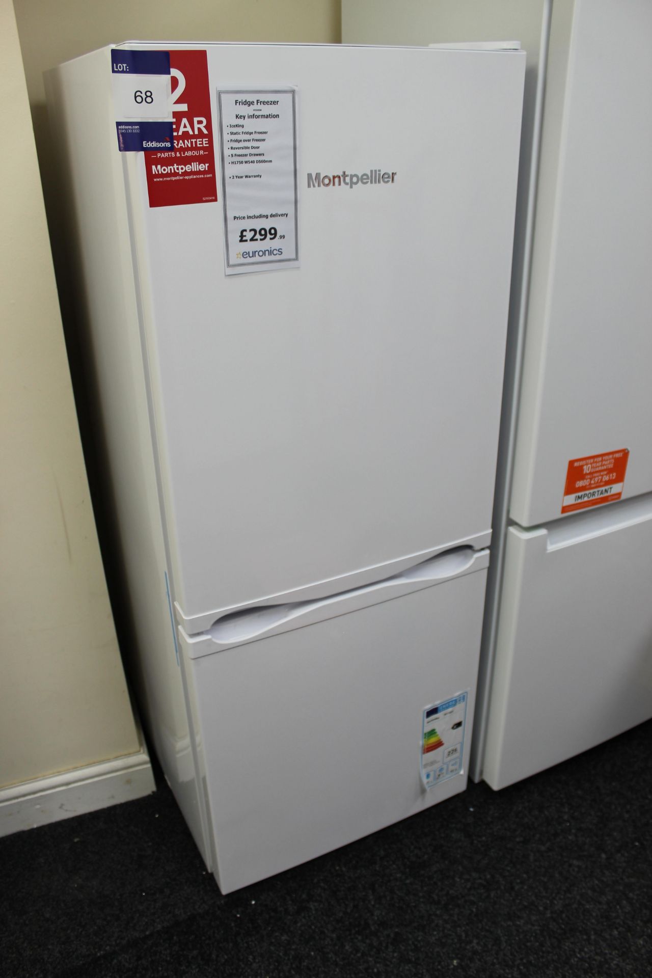 Montpellier MS136W Upright Fridge Freezer Rrp. £199.99