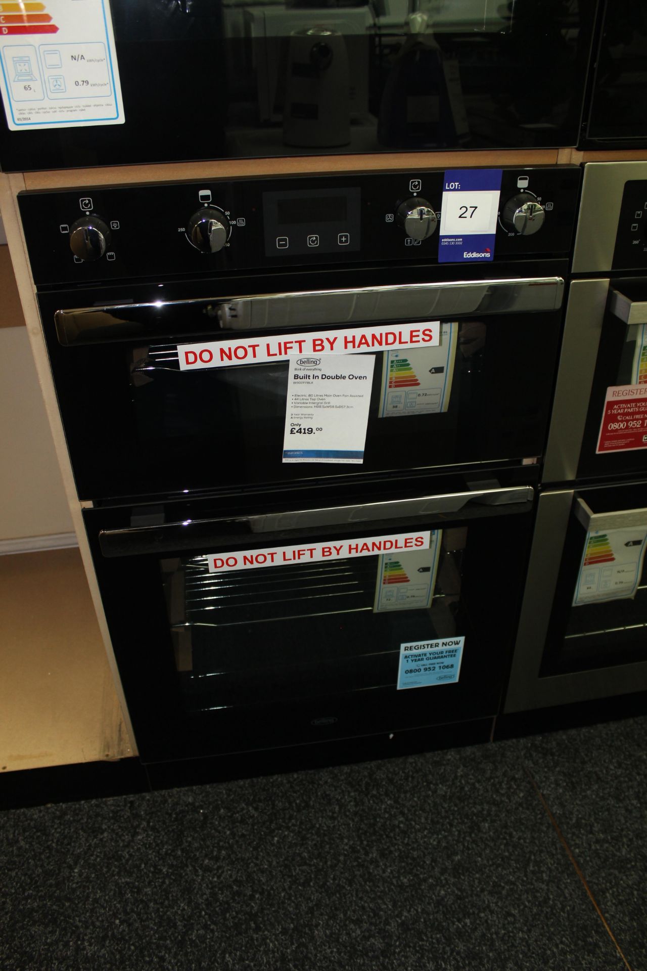 Belling Built In Double Oven B1902FPBLAK, Rrp. £419.99