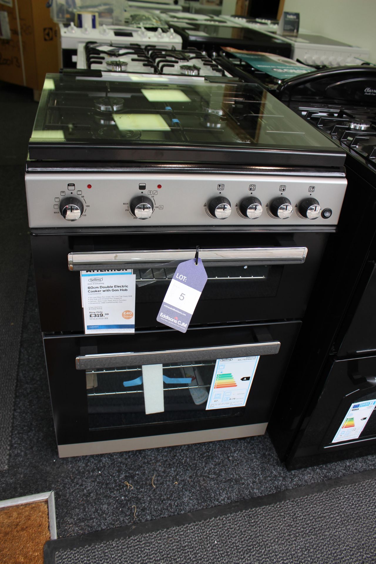 Belling FSDF608D3IL 60cm Double Electric Cooker with Gas Hob Rrp. £319.99