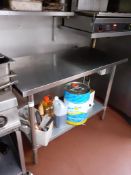 Stainless steel food preparation table, 1300mm