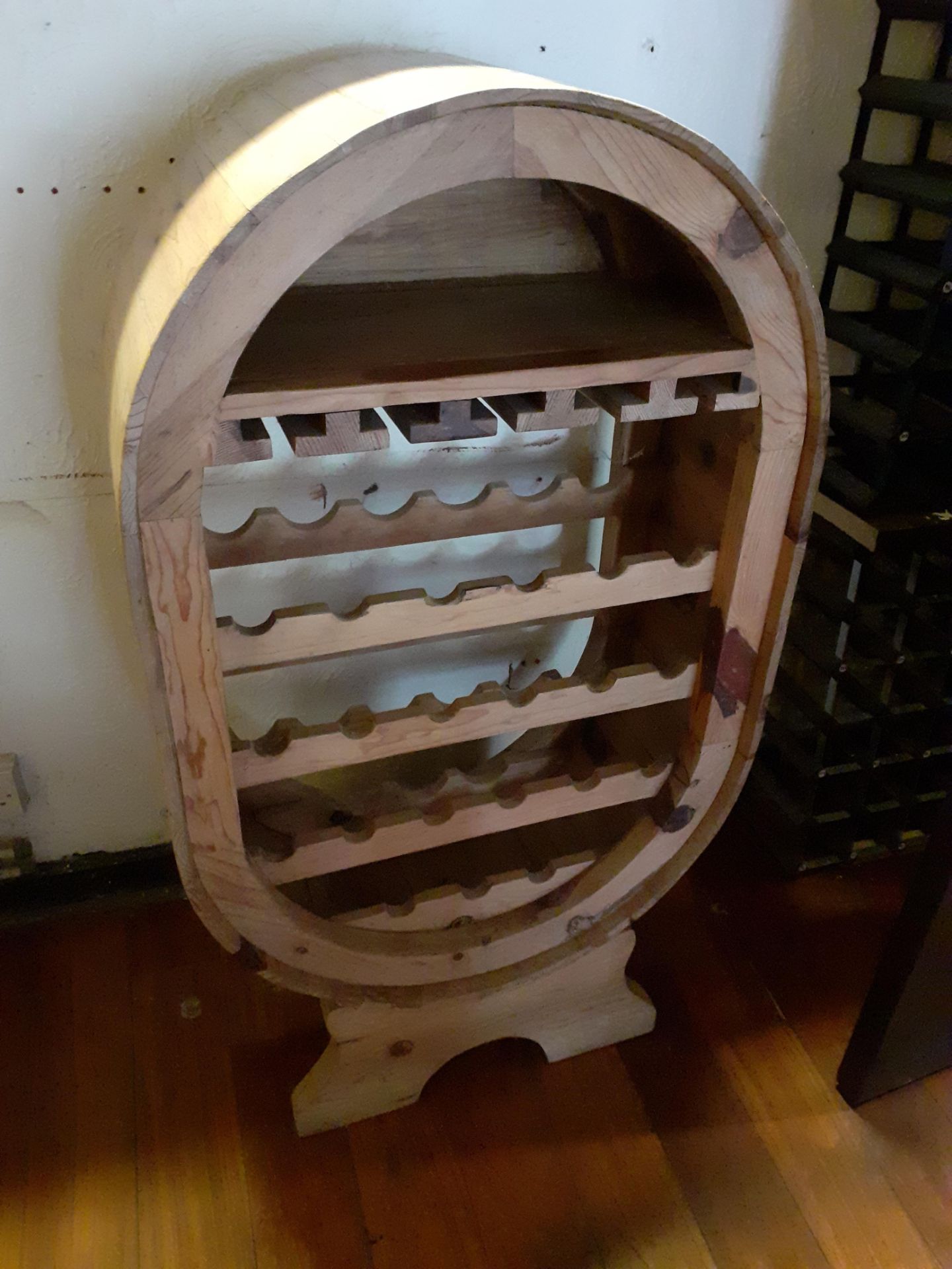 Timber wine rack & 2 metal wire racks