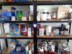 x 3 shelves including contents inc dried foodstuff