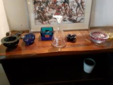 12 Ornate glass ashtrays & 12 rosette award plates