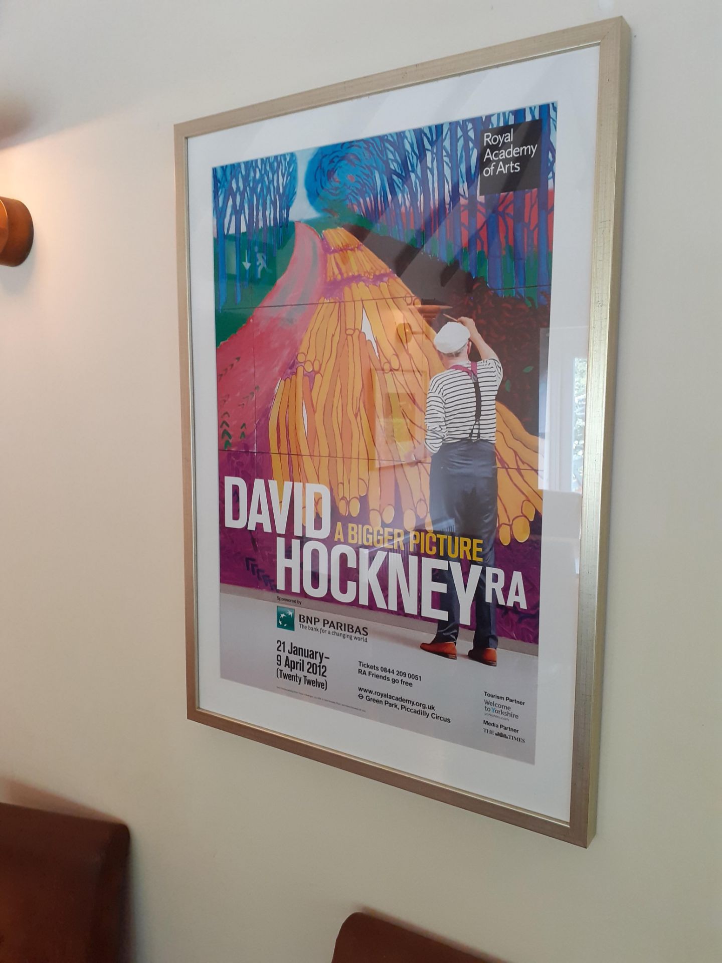 Framed antique map of Yorkshire & David Hockney pr - Image 2 of 2