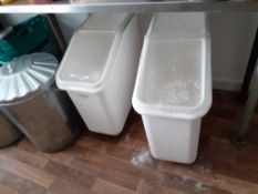 2 Dry goods bins & 4 galvanised dustbins