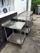 3 Various stainless steel food preparation tables