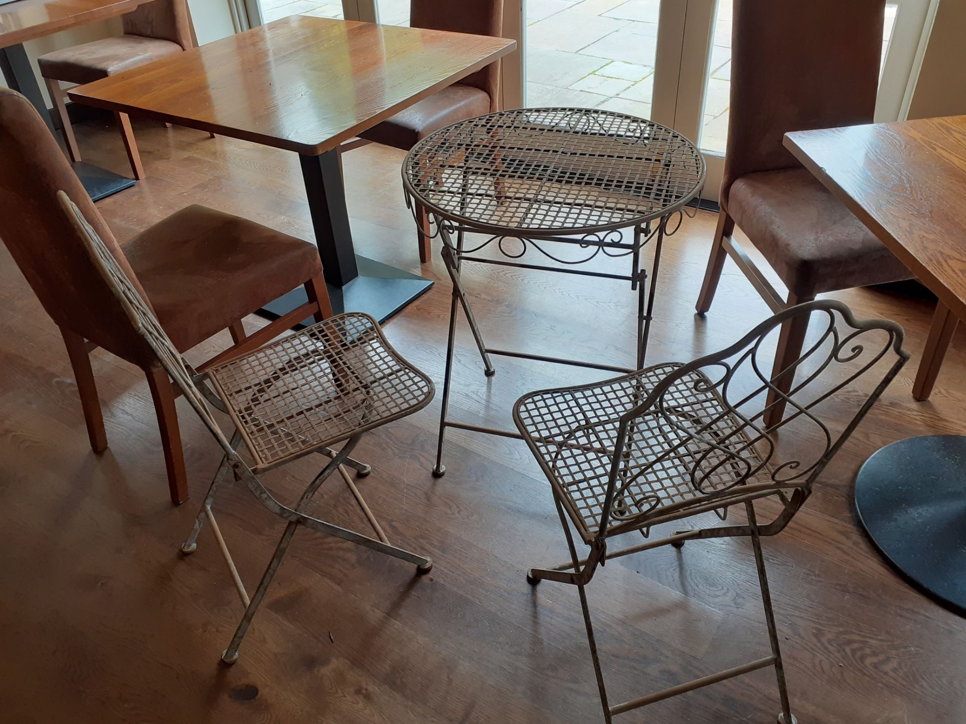 Wire folding table & 2 matching chairs - Image 2 of 2