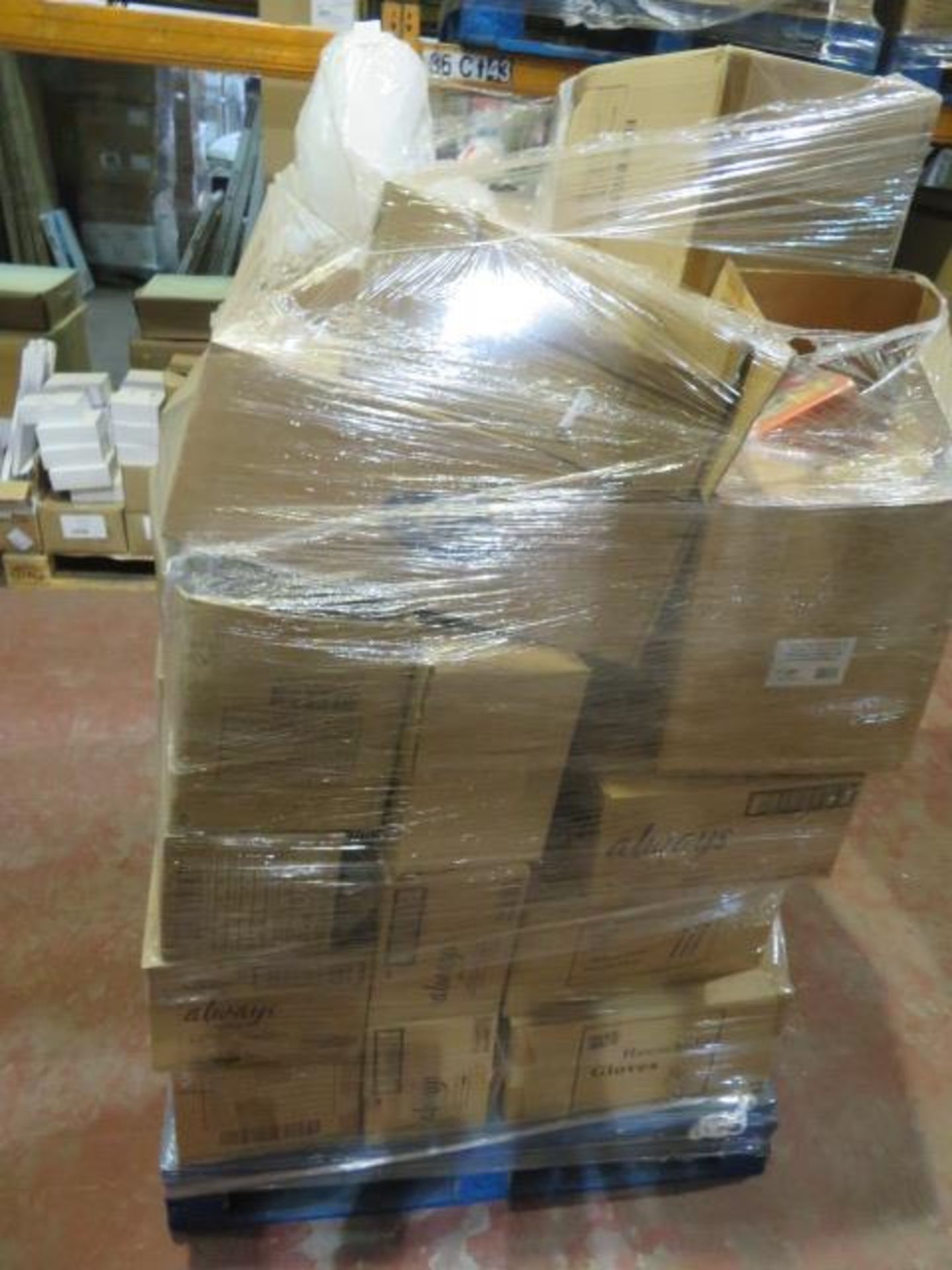 (P7) LARGE PALLET TO CONTAIN VARIOUS ITEMS FROM A CASH AND CARRY TO INCLUDE: ALWAYS ULTRA SANITRY