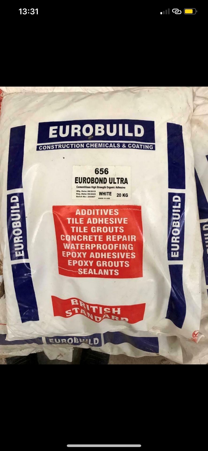 Eurobuild 656 Eurobond Ultra White 20KG, Cematious High strength Organic Tile Adhesive, to pallet, - Image 2 of 2