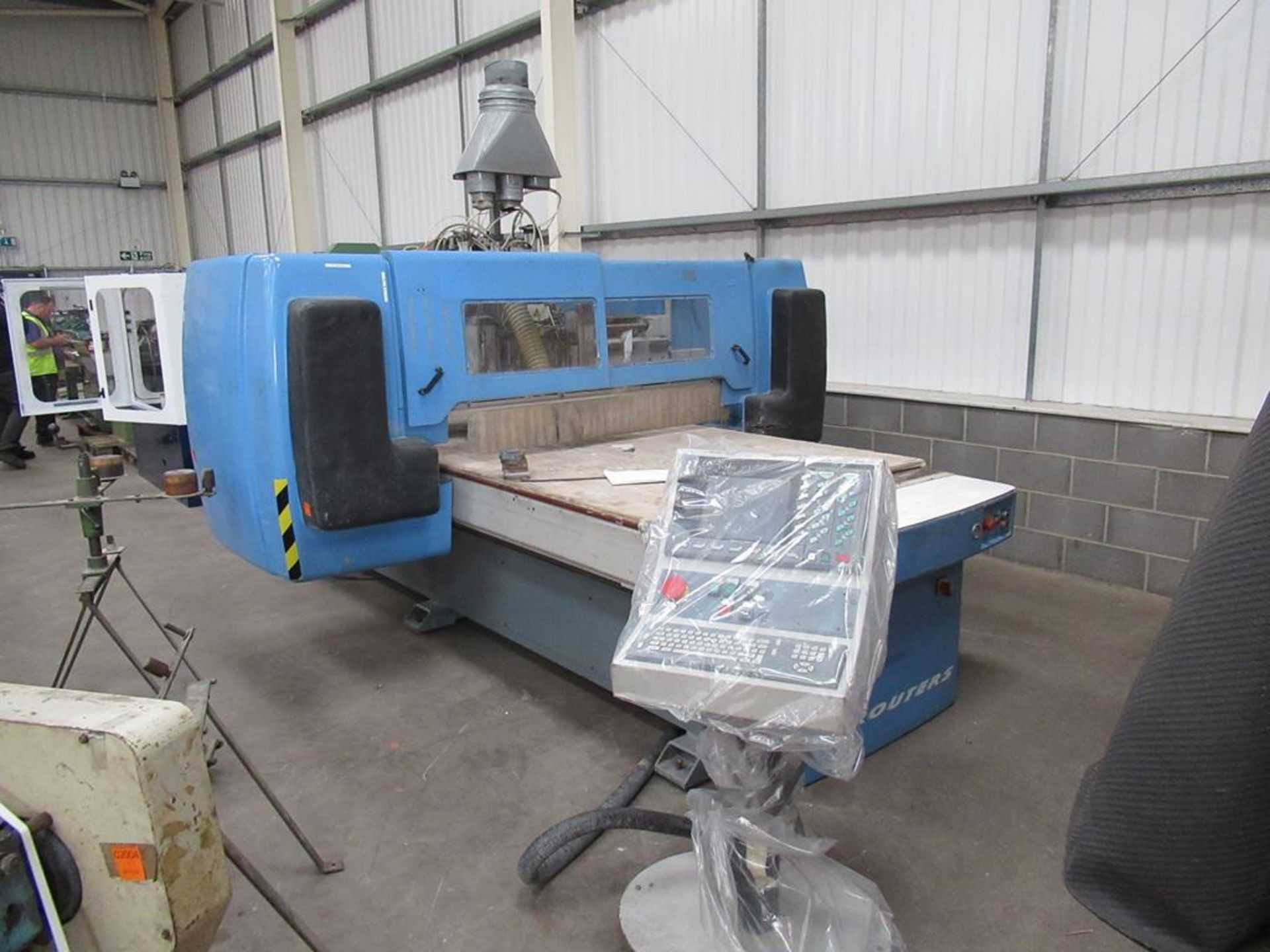 Rye QM 10x5 CNC Router with control console on vacuum pump 3 phase. Please note that a Risk Assessme