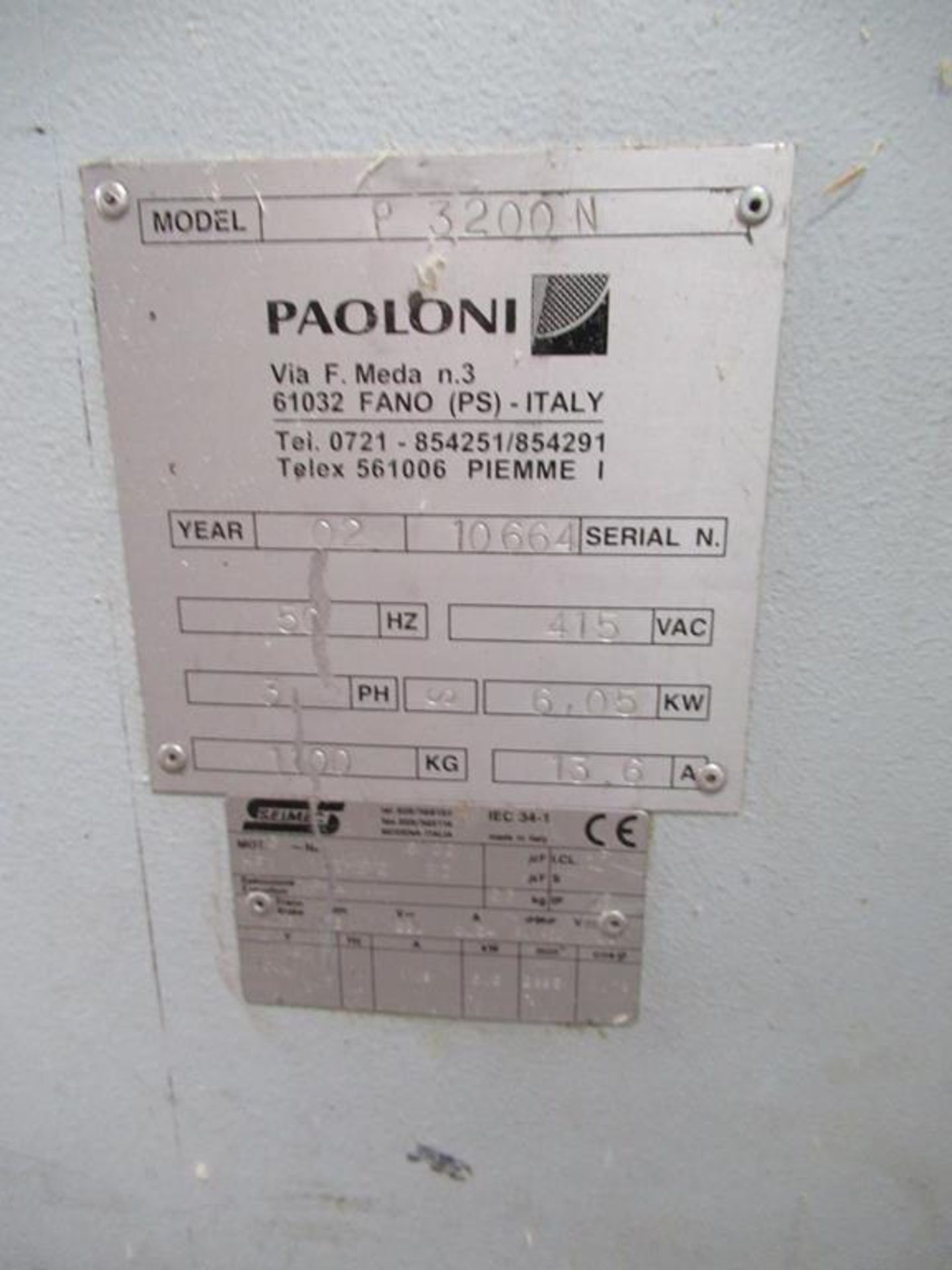 Paoloni P3200N Panel Saw YOM 2002 Serial 10664 3 phase. Please note that a Risk Assessment and Metho - Image 6 of 6