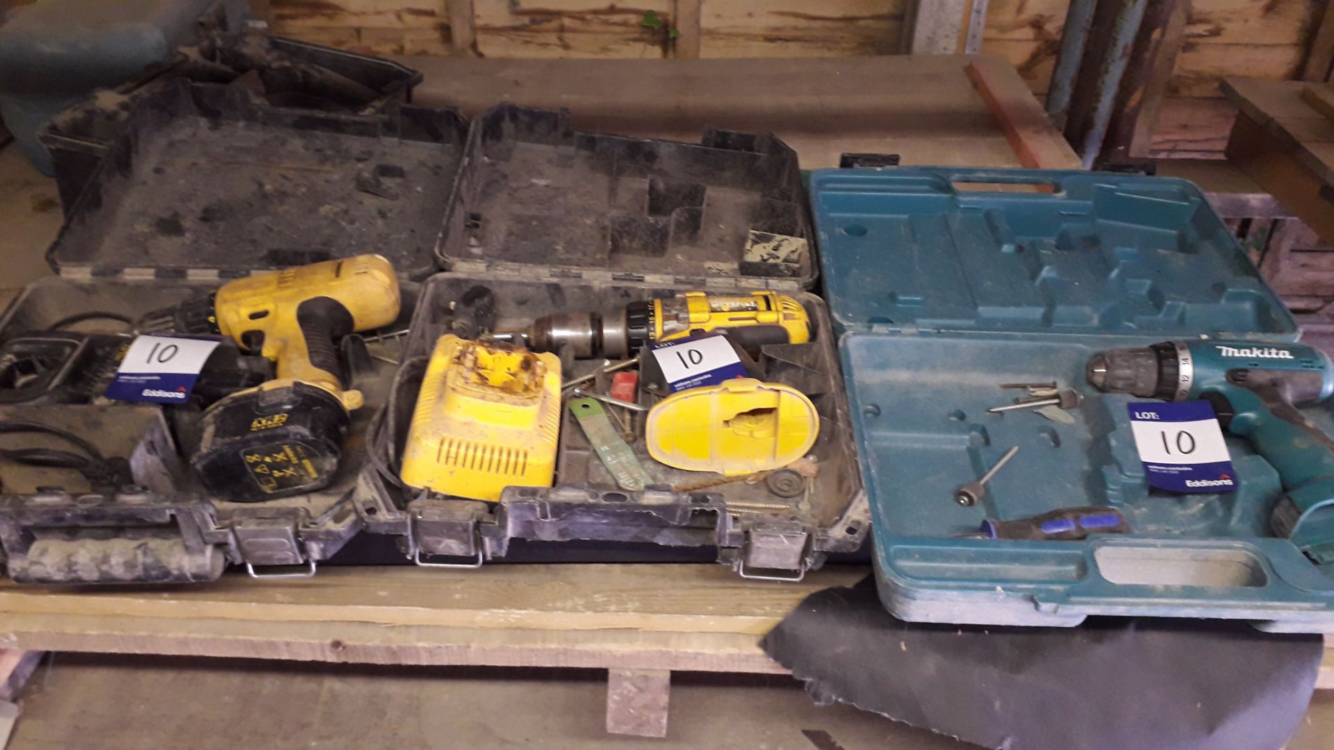 2 x Dewalt and 1 Makita Cordless Drills (Without Batteries)