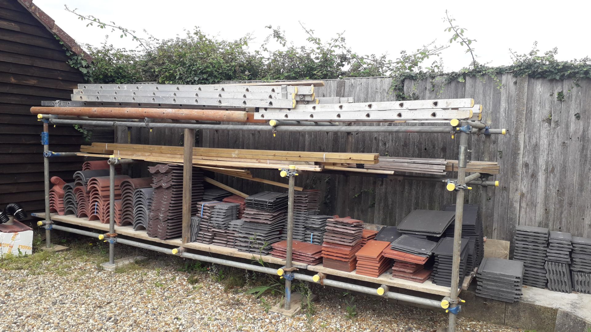 Scaffold Rack and Contents containing Various Tile