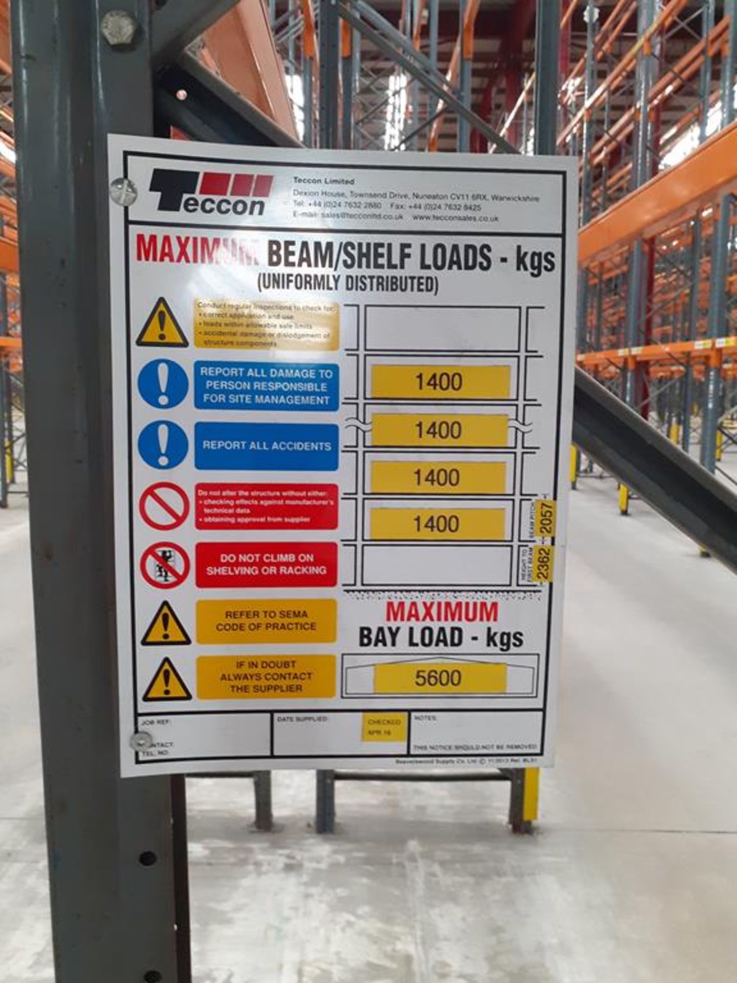 2 x 21 1/2 Bays Dexion Ramada Demountable Pallet Racking - Image 2 of 4