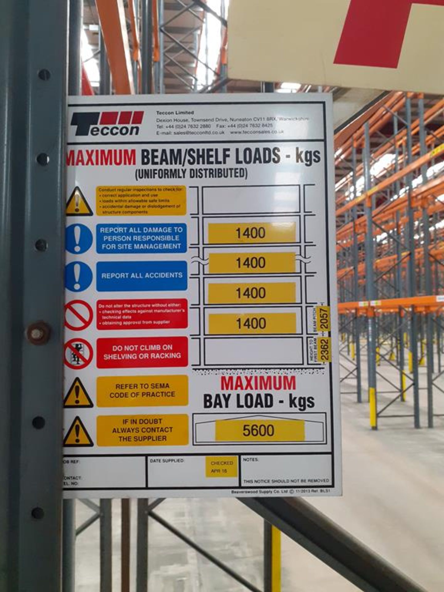 2 x 21 1/2 Bays Dexion Ramada Demountable Pallet Racking - Image 2 of 4