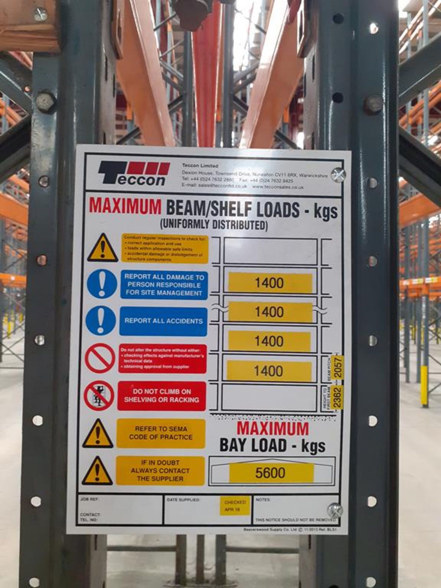 2 x 21 1/2 Bays Dexion Ramada Demountable Pallet Racking - Image 2 of 4