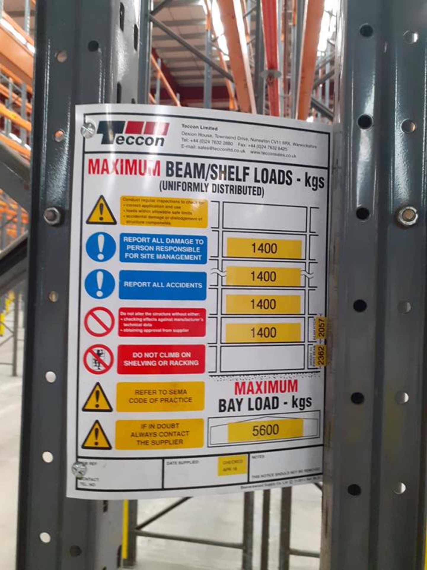 2 x 21 1/2 Bays Dexion Ramada Demountable Pallet Racking - Image 2 of 4