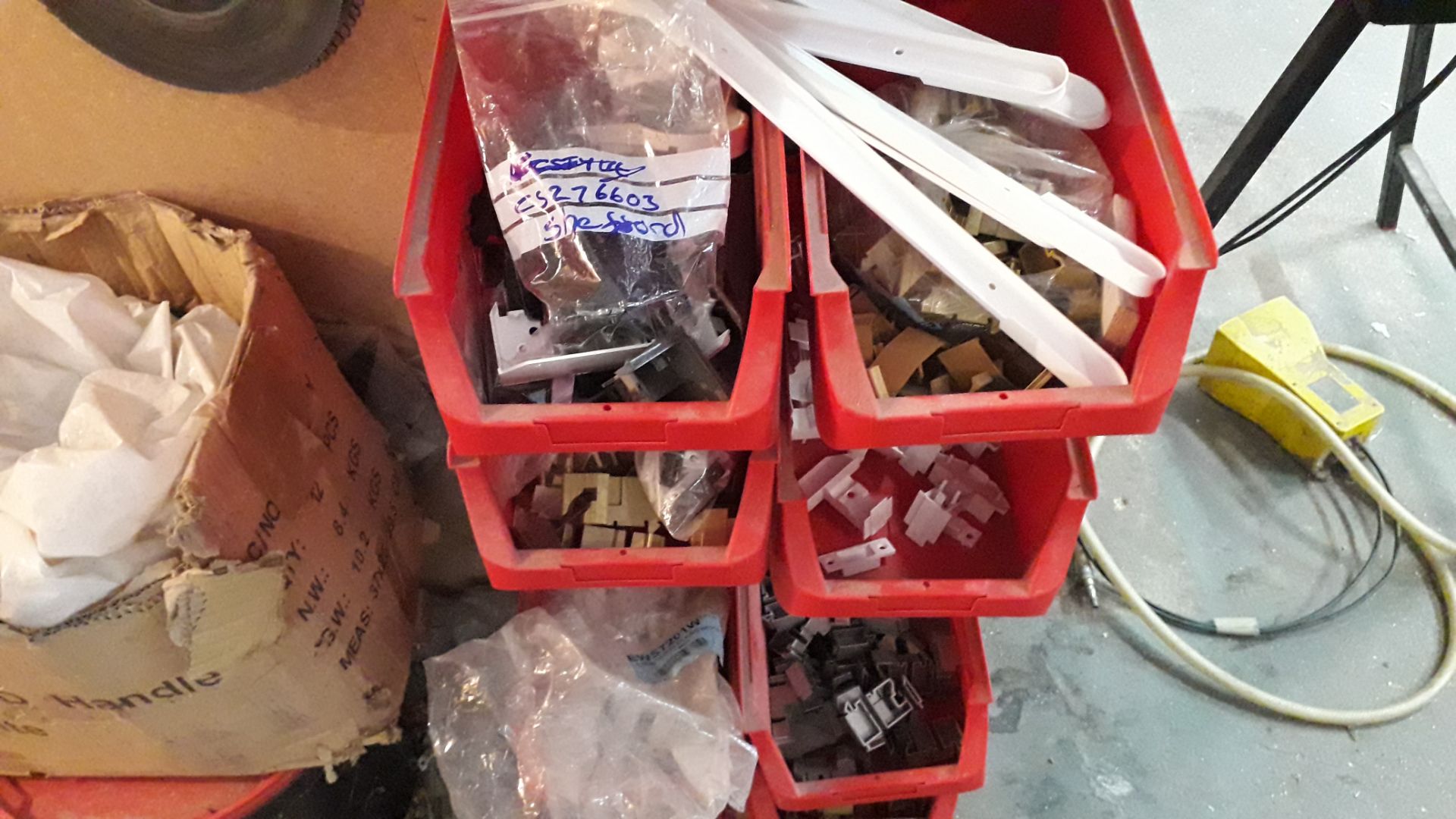 Wall Mounted Plastic Bin Rack and Contents of UPVC End Caps, Blanks etc. - Image 4 of 4