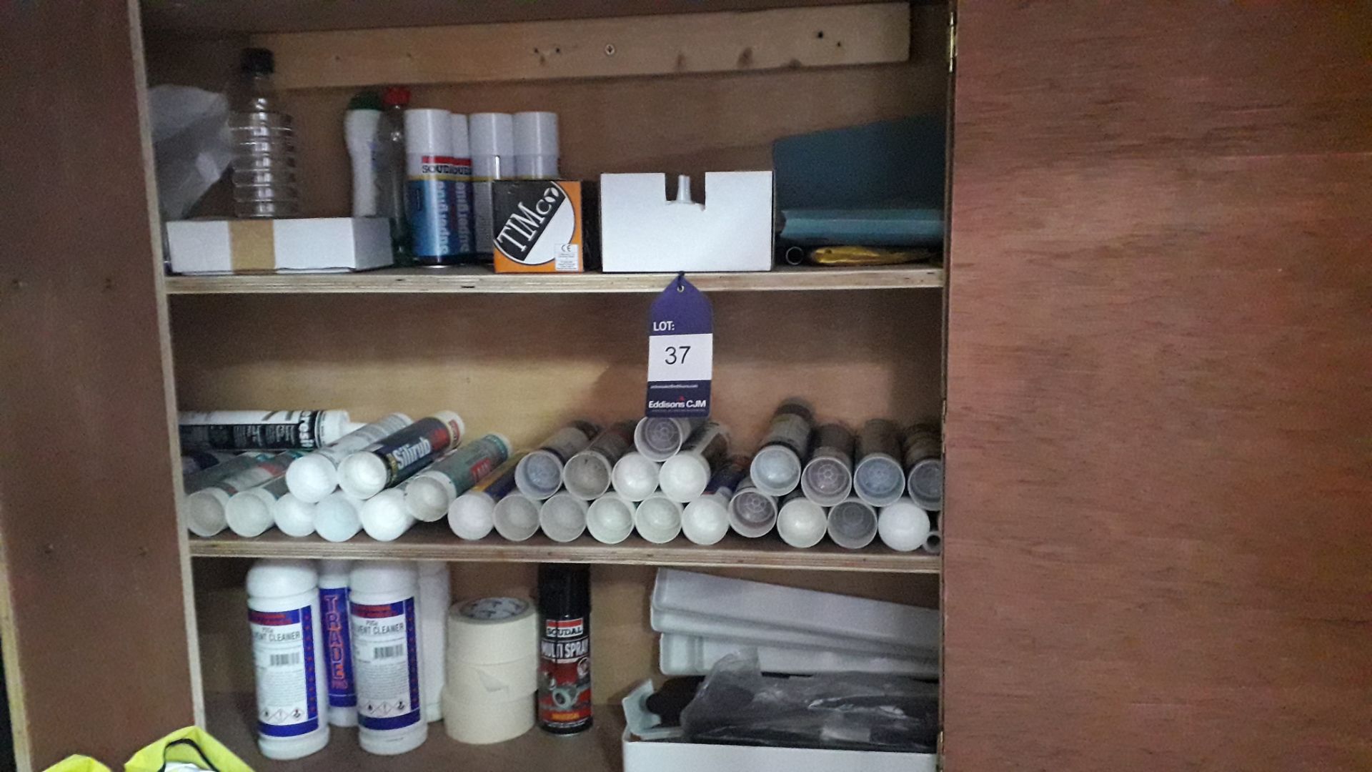 Quantity of Various Sealants with Steel Cupboard and Contents