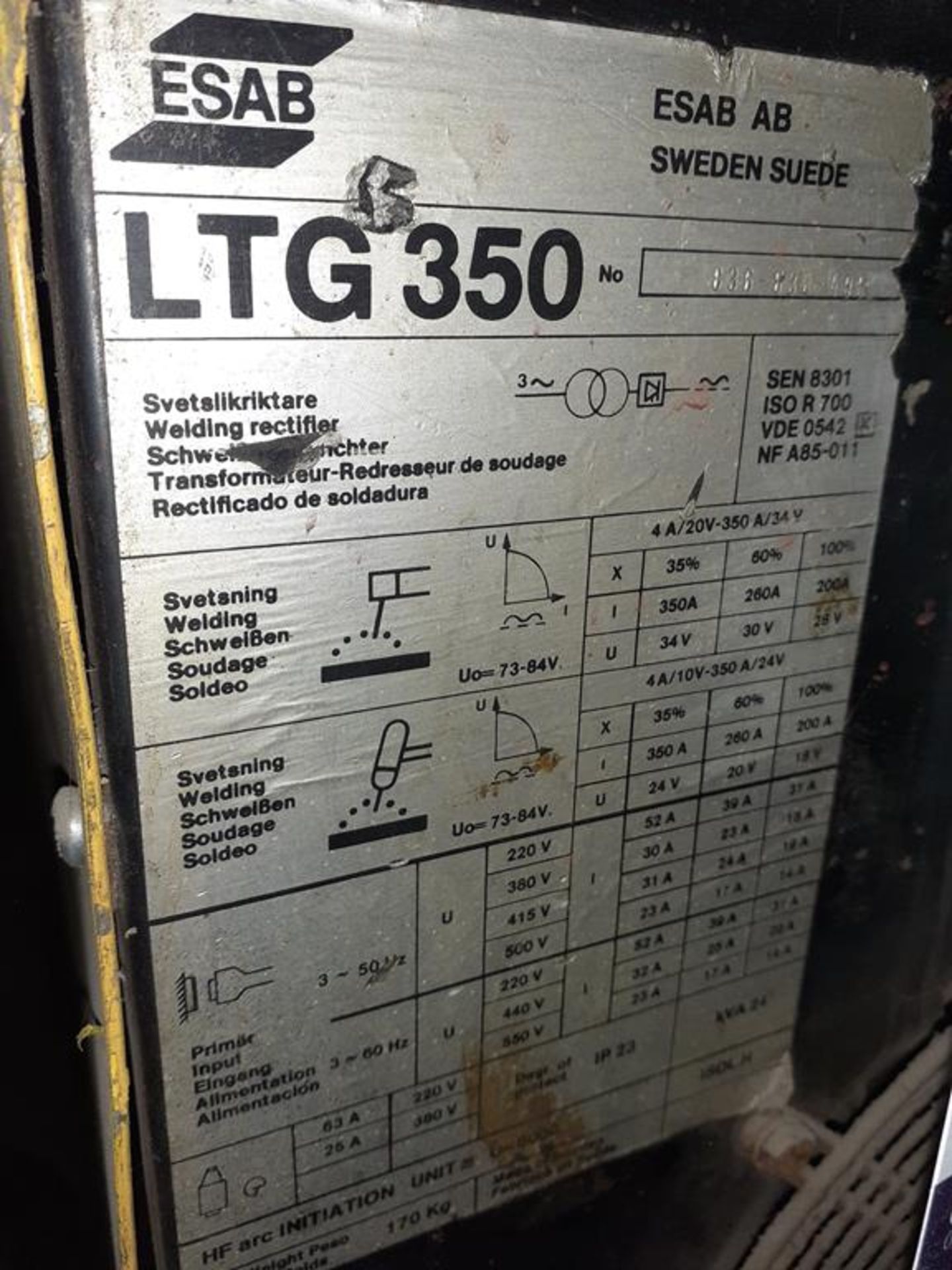 ESAB LTG350 stick welder - Image 2 of 3