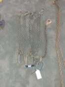3 x various short 2 leg lifting chain and 1 single legged with hooks