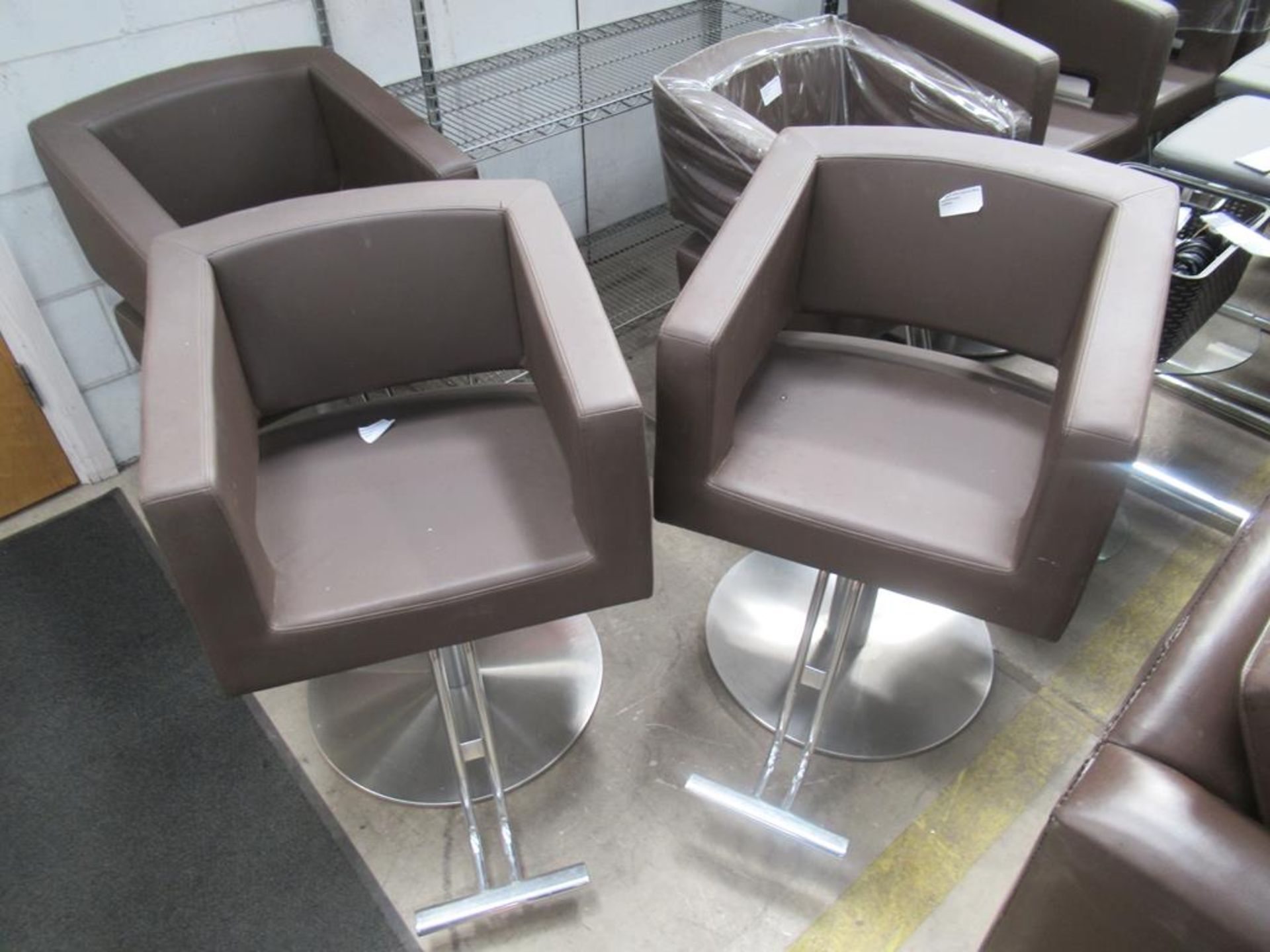 6 x brown leather effect salon chairs - Image 3 of 3