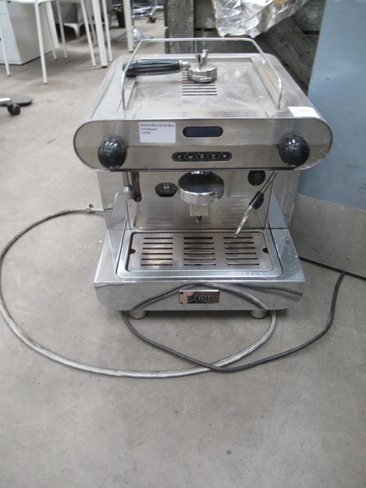 Stainless steel Star commercial coffee machine with a Fracino grinder and water filter