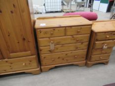 Pine effect five drawer chest