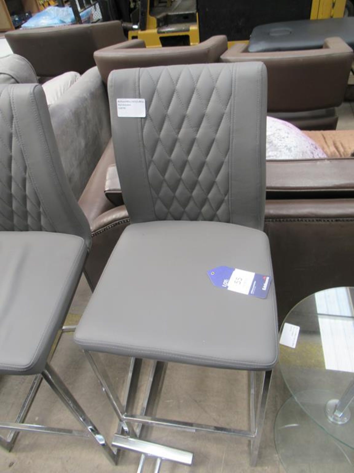 A pair of grey stools with glass table - Image 3 of 3