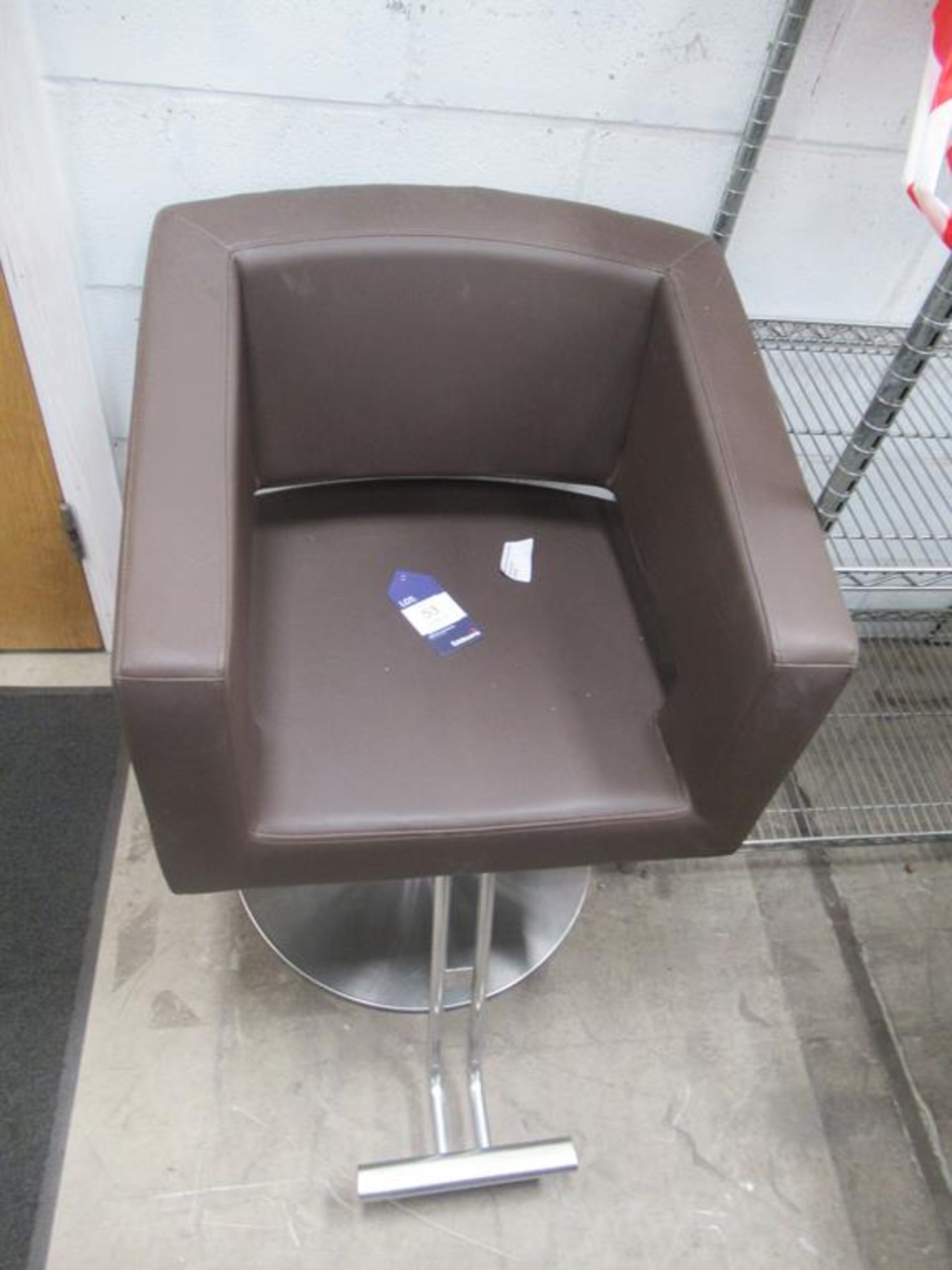 6 x brown leather effect salon chairs