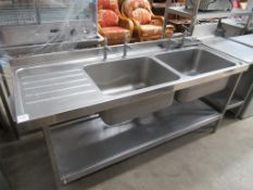 Stainless steel double sink unit