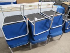 12 x waiting room chairs with a desk, trollies and desk dividers