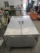 Stainless steel commercial freezer on wheels