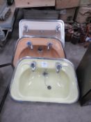 3 x Vintage Styled Coloured Sink Basins