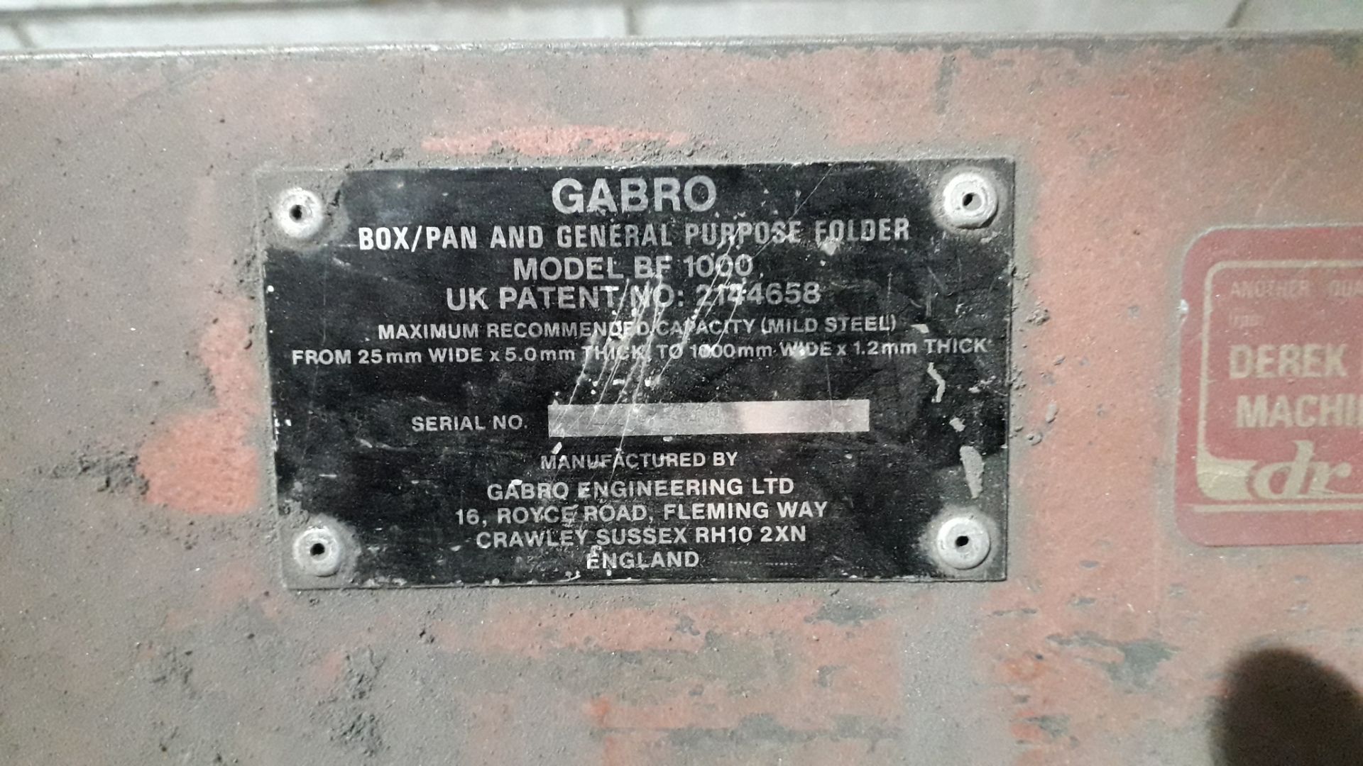 Garbo BF1000 Treadle Operated Box & Fan Folder Serial Number 345 - Bild 4 aus 4