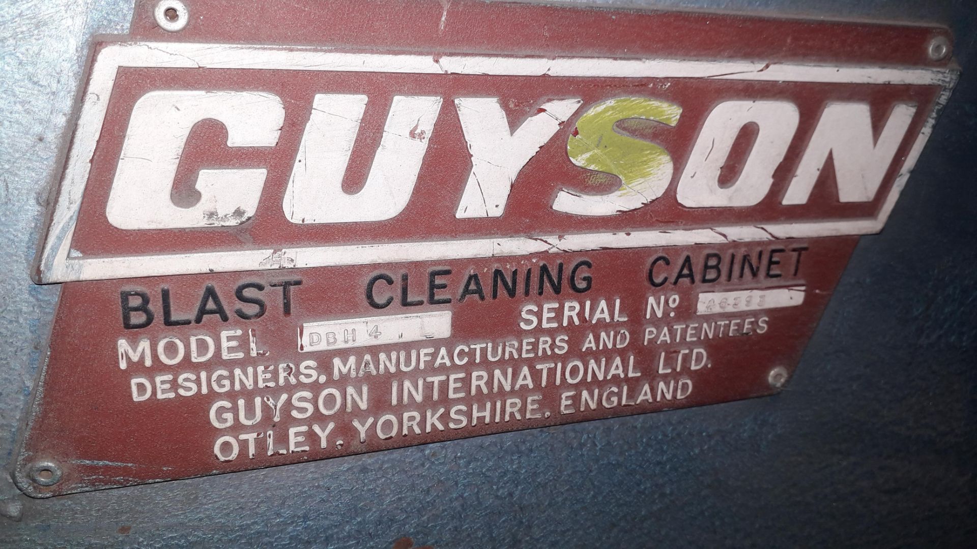 Guyson DBH4 Blast Cleaning Cabinet Serial Number A6393 - Image 5 of 5