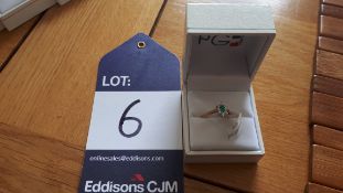 9CT Oval emerald diamond cluster ring, Size = M, RRP £705 Viewing Strictly by appointment only