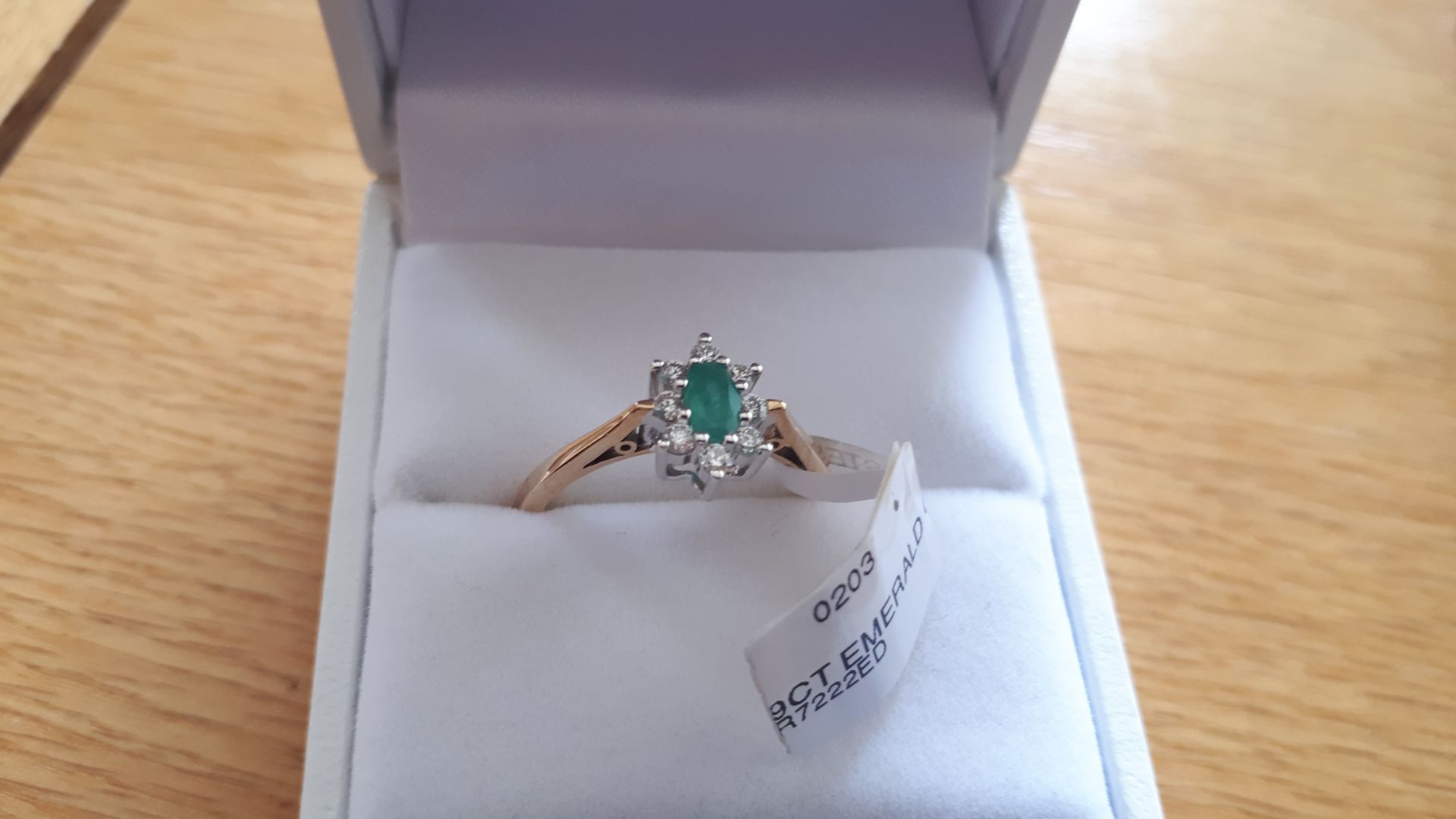 9CT Oval emerald diamond cluster ring, Size = M, RRP £705 Viewing Strictly by appointment only - Image 2 of 3