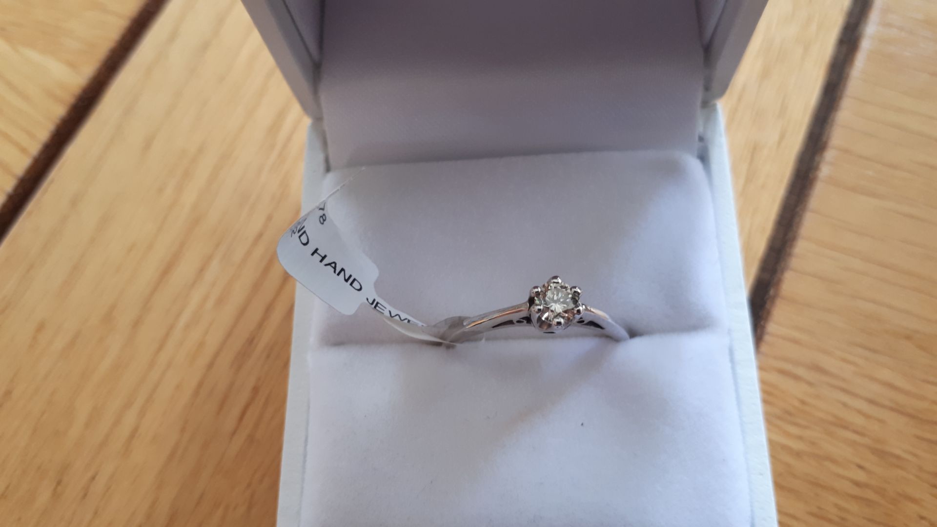 9CT WG Diamond solitaire ring (Second Hand), Size = L, RRP £315 Viewing Strictly by appointment - Image 2 of 3